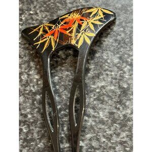 Vintage Japanese Kanzashi Hair Stick Black Red Lacquer Traditional Japanese Hair